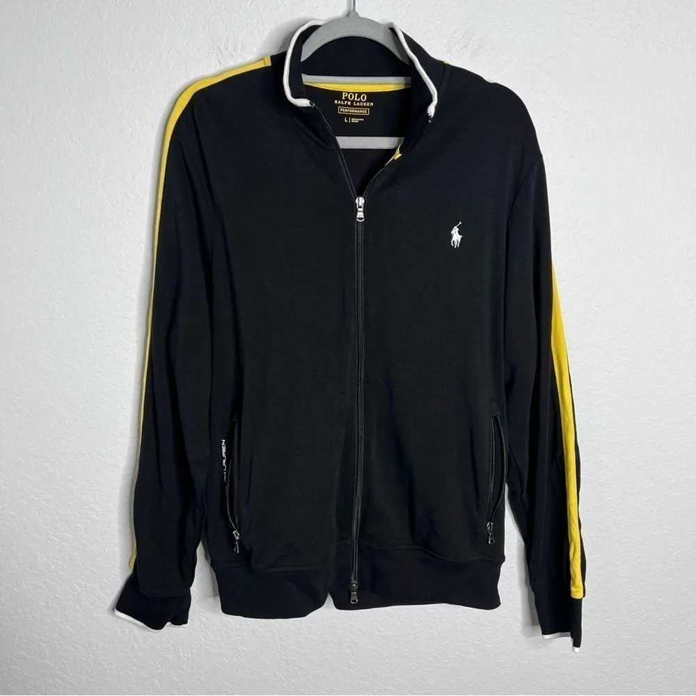 Polo Ralph Lauren Sweater Men Large Performance Black Zip Up Jacket G